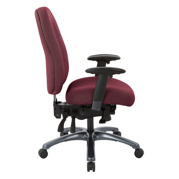 OSP Home Furnishings Multi-function Ergonomic High Back Office Chair with Lumbar Support and Titanium Base High Wine 8511-298