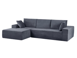English Elm Cozyform Convertible Sectional Sofa In Dark Gray Corduroy, No Assembly Modern Couch For Any Space B2735P359711