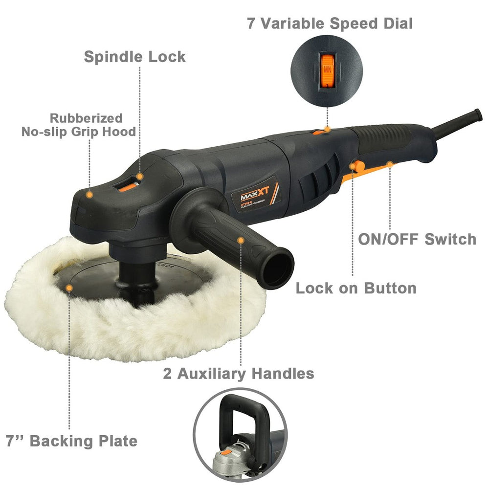 English Elm Car Rotary Polisher 7 Inch 10 Amp Variable Speed Buffer with Full Detailing Kit T3177P305035