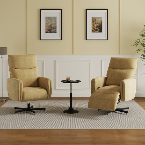 English Elm Power Swivel Velvet Recliner with Usb Charging for Living Room or Home Office Yellow W3568P431985