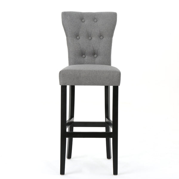 English Elm Christopher Knight Home® - BARSTOOL Plush Cushioned Wood and Fabric Counter Seat with Handmade Detailing, Comfortable Pair Grey 60752.00F
