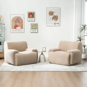 English Elm 42" Wide Chenille Stripe Accent Chair Deep Seat Foam Lounge for Bedroom or Apartment Taupe W3118P453257