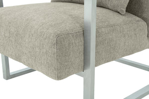 English Elm Xenith Gray Linen Accent Chair with Brushed Steel Legs — Modern Comfort, Compact 28"W x 31"D Seat B2736P354393