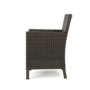 English Elm Christopher Knight Home® - CYPRESS Wicker Outdoor Dining Chair with Water-Resistant Cushion, Durable Weatherproof Patio Seating Brown Multi 32.5 L x 23.3 W x 14 H 61562.00MBRN