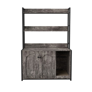 English Elm Large Cat Litter Box Enclosure with Shelf Storage, Dual Magnetic Doors, Sturdy MDF Wood Cabin with Scratch Pad and Hidden Washroom for Indoor Cats W578P303859