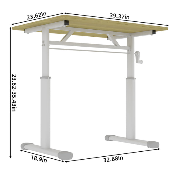 English Elm Adjustable Study Desk For Home & Office – Compact, Hand-Crank Design For Kids & Adults' Comfort W1935P338366