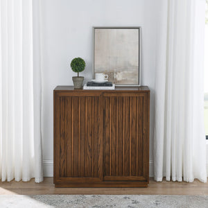 English Elm Mid Century Sideboard With Sliding Doors - Versatile Storage Cabinet For Living Room & Kitchen W1801P195658