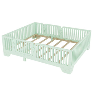 English Elm Full Size Montessori Floor Bed with Safety Fence Mdf Frame for Kids Bedroom W2593P381119