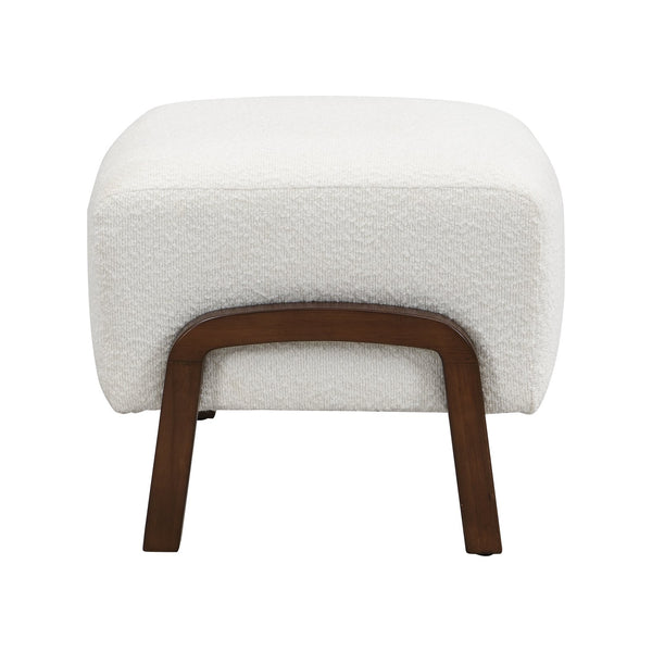 English Elm Christopher Knight Home® - Upholstered Ottoman With Wooden Legs In White Boucle - Modern, Versatile Accent For Any Room N757P303227W