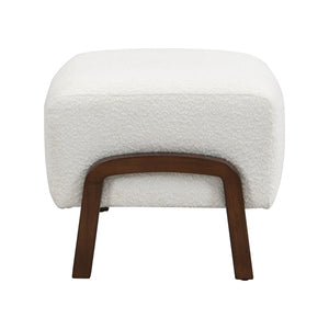 English Elm Christopher Knight Home® - Upholstered Ottoman Set Of 2: Chic White Boucle With Sturdy Wooden Legs For Modern Home Décor N757P303228W