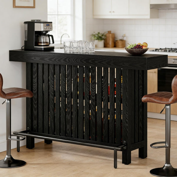 English Elm Bar Table Two Tier Industrial Metal Frame Open Shelf Home Kitchen Entertaining Stand T3971P452182