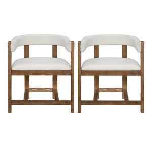 English Elm Dining Arm Chairs Set of 2 Barrel Back Rubberwood Frame with Cushioned Upholstery Beige N771P243844D