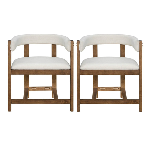 English Elm Dining Arm Chairs Set of 2 Barrel Back Rubberwood Frame with Cushioned Upholstery Beige N771P243844D