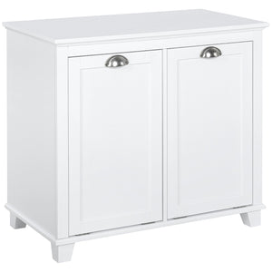 English Elm HOMCOM Tilt-Out Laundry Sorter Cabinet with Dual Hampers & Shelves, Water-Resistant MDF, 30" W W2225P173990