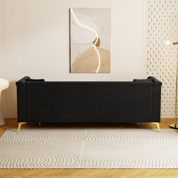 English Elm Fx-P83-Bk4 Modern Compact Sofa With Plush Faux Sherpa & Gold Accents – Perfect For Stylish Spaces! W576S00224