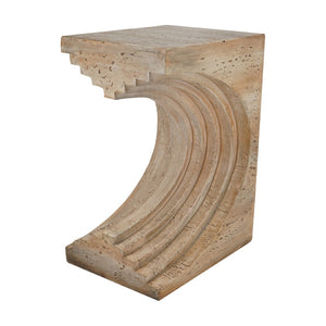 English Elm 16.3x12.2x22.6 Sculptural Arched Side Table Cast Magnesium with Stone Textured Finish W2078P442955