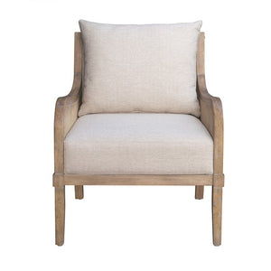 English Elm Cane Reclaimed Natural Accent Chair with Synthetic Cane Arms, Removable Back Cushion, Foam Seat B035P256566