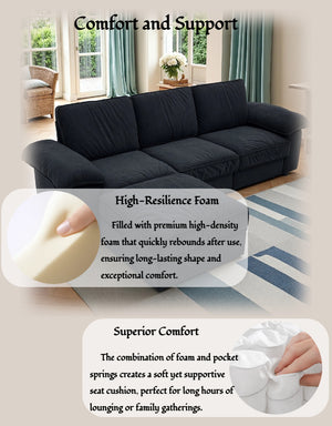 English Elm Fx-P20M-3S0-Bk Modern L-Shaped Sectional Sofa With Storage, Deep Cushions & Space-Saving Design W576S00234