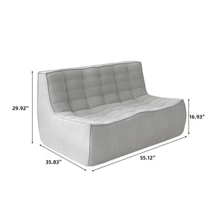 English Elm Caterpillar Classic Armless 2-Seater Floor Sofa - Cozy Waffle-Tufted Light Grey Loveseat For All Spaces B341P321113