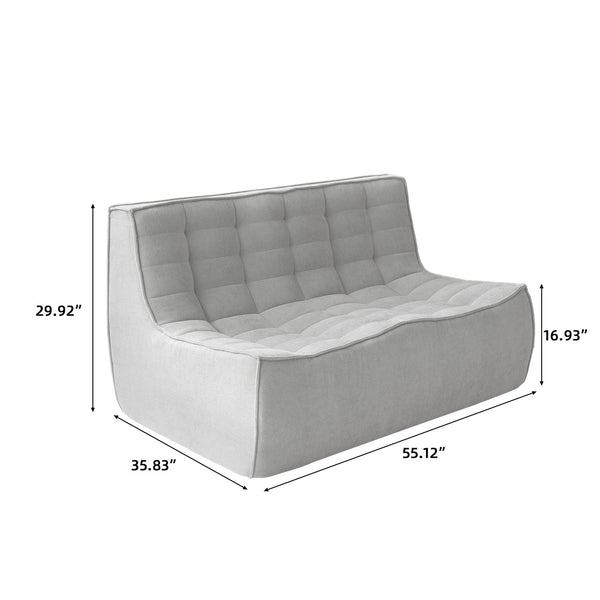 English Elm Caterpillar Classic Armless 2-Seater Floor Sofa - Cozy Waffle-Tufted Light Grey Loveseat For All Spaces B341P321113
