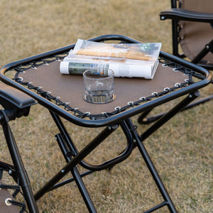 English Elm Outsunny Portable Zero Gravity Chair Set With Side Table, Padded Recliners & Cupholders For Comfort W2225P200607-GIGA