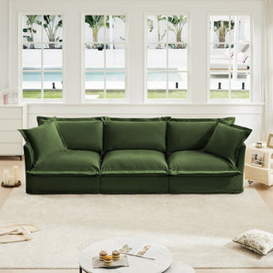 English Elm Slipcovered Modern 3-Seater Sofa - Plush Chenille Fabric Couch With Removable Covers & Big Pillows W3041S00051-GIGA