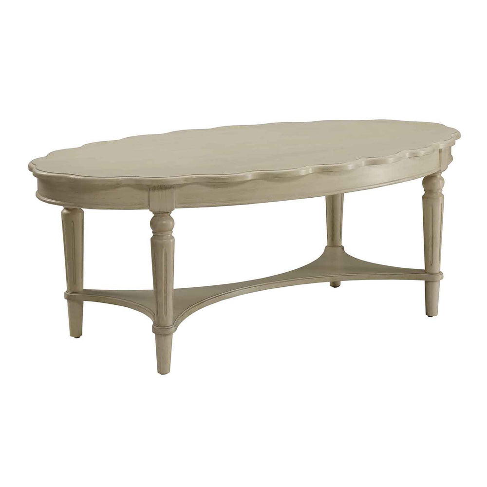 English Elm Antique White Coffee Table With Elegant Open Shelf For Stylish Living Room Décor & Organization B062P189203