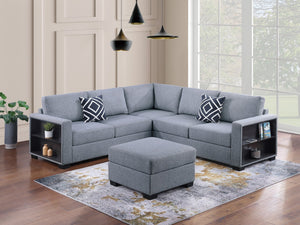 English Elm Contemporary 3-Piece Sectional Sofa Set in Ash Black Corduroy with RAF/LAF Chaise, Tufted Seats, Pillows - Stylish Low-Profile Design Gray 40 L x 26 W x 58 H B011S01785