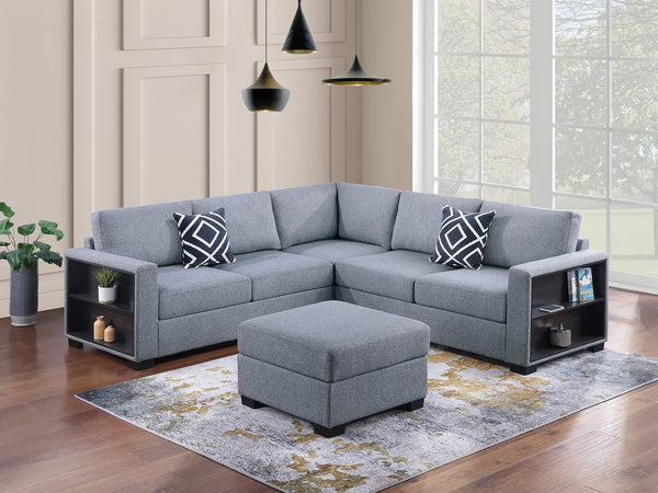 English Elm Contemporary 3-Piece Sectional Sofa Set in Ash Black Corduroy with RAF/LAF Chaise, Tufted Seats, Pillows - Stylish Low-Profile Design Gray 40 L x 26 W x 58 H B011S01785