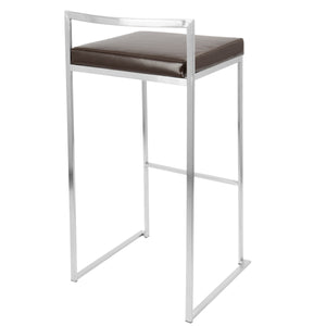 English Elm Fuji Contemporary Stackable Barstool with Plush Faux Leather Seat — Comfortable Modern Counter Seating Brown B202P222301