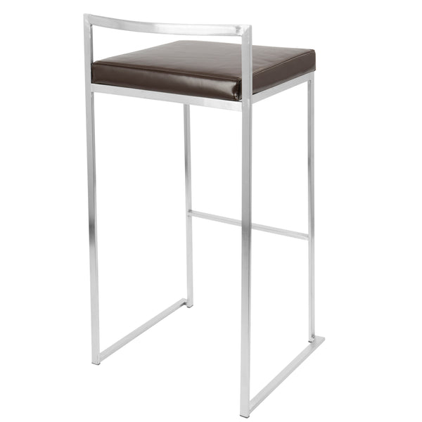 English Elm Fuji Contemporary Stackable Barstool with Plush Faux Leather Seat — Comfortable Modern Counter Seating Brown B202P222301