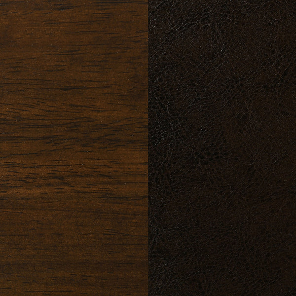 English Elm Decker Swivel Counter Stool in Dark Cherry Wood with Vertical Slat Back and Brown Faux Leather Seat B062P299928