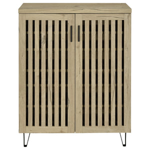 English Elm Clackamas Engineered Wood Shoe Cabinet with Hairpin Legs and Matte Gold Hardware White Oak B062P440406