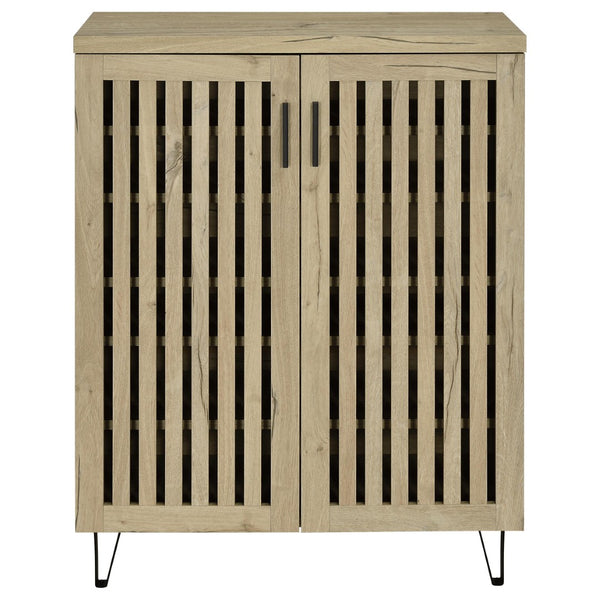 English Elm Clackamas Engineered Wood Shoe Cabinet with Hairpin Legs and Matte Gold Hardware White Oak B062P440406