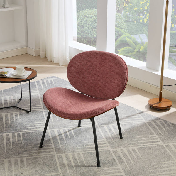 English Elm Mid-Century Shell Chair with Wood Grain Veneer, Curved Wide Seat, Metal-Wood Frame Holds 330+ lbs Bean paste red W1143P214254