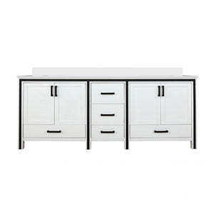 English Elm White Double Bath Vanity With White Quartz Top, Elegant Storage Solution For Shared Bathrooms, 84" W B2731P260659-GIGA