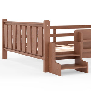 English Elm Queen Bunk Bed with Trundle Solid Pine Kids Car Themed Frame Built-in Bookshelf Natural W1580S00537
