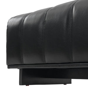 English Elm Indoor Channel Tufted Chenille Upholstered Bench Rubberwood Legs Entryway Dining Black N779P367309H