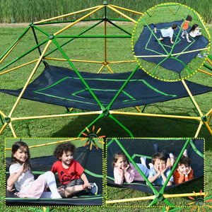 English Elm 13ft Geodesic Dome Climber with Hammock Powder Coated Steel Backyard Play Structure Yellow MS306993AAL