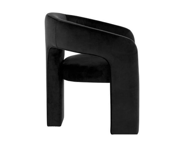 Sunpan ISIDORE Dining Armchair - Luxurious Abbington Black, Ergonomic Support & Modern Open-Back Design 112505