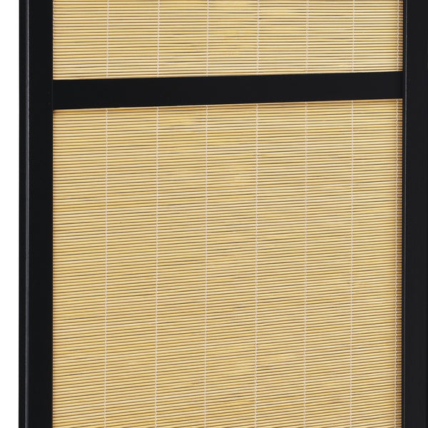 English Elm 4-panel Woven Bamboo Folding Screen with Pine Frame for Home Office or Living Room B016P473623