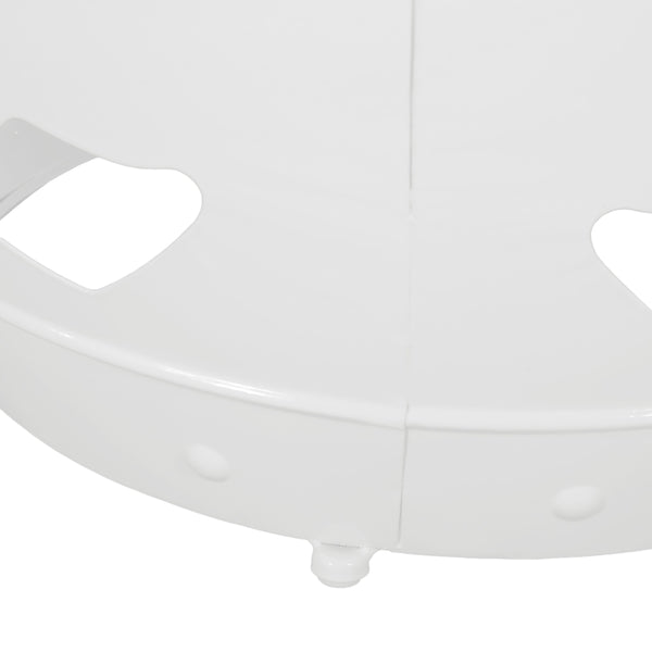 English Elm Metal end Table with Powder-Coated Iron Frame and Floral Cut Design, Modern Minimal Accent Table White 23.75 L x 19.75 W x 19.75 H W2297P188309