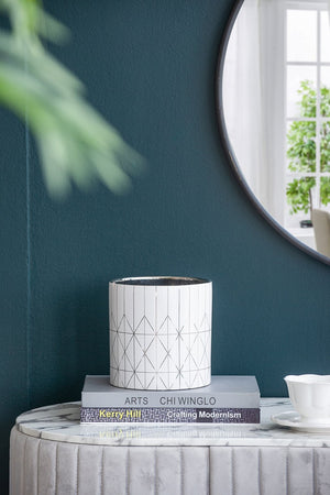 English Elm D6.3x6.3" Ceramic Planter with Modern Diamond Texture — Stylish Tabletop Pot for Indoor Greenery (7"H) W2078P391147