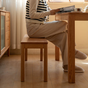 English Elm Natural Oak Solid Wood Bench 47.2" Rectangular Dining Seat for 2-3 with Metal Reinforcement, Versatile W1283P401276