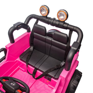 English Elm 24v Kids Electric Ride on Car with Parental Remote Rear Suspension and Bluetooth Audio Pink W1578P228744