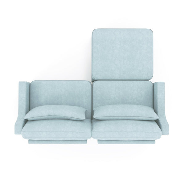 English Elm Two-Seater Sofa Set In Sky Blue Chenille With Ottoman & Lumbar Pillows - Elegant, Ergonomic Comfort W714S01204-GIGA