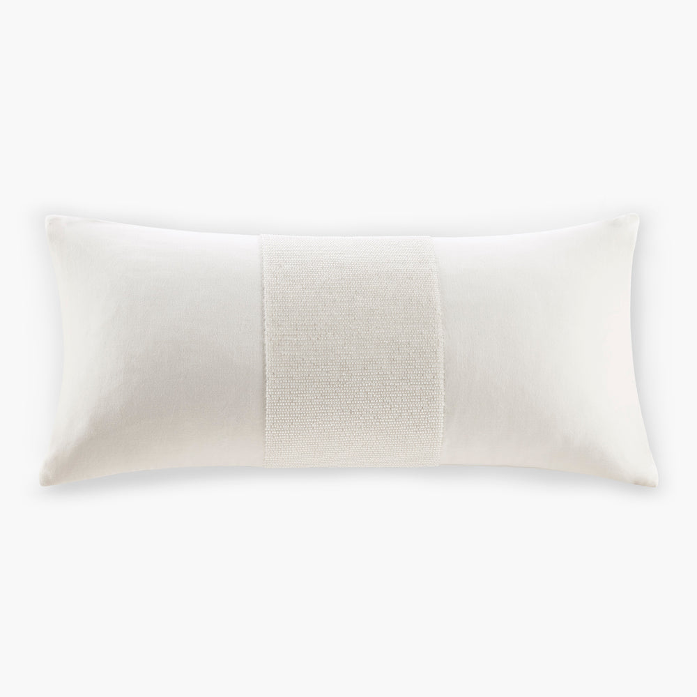 JLA Home Croscill Home - Oblong Canova Cotton Velvet Pillow with Beaded Embroidery, Removable Goose Feather Insert Luxury CHM30-0013