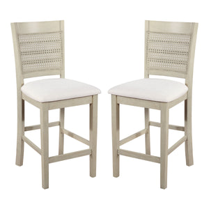 OSP Home Furnishings Walden 24" Cane Back Stool  - Set of 2 Linen / Antique White