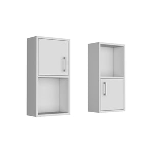 English Elm Oba Wall-Mounted 2-Pc Bathroom Medicine Cabinet in White — Compact 23.7"H, 4 Shelves, Engineered Wood B070P188845