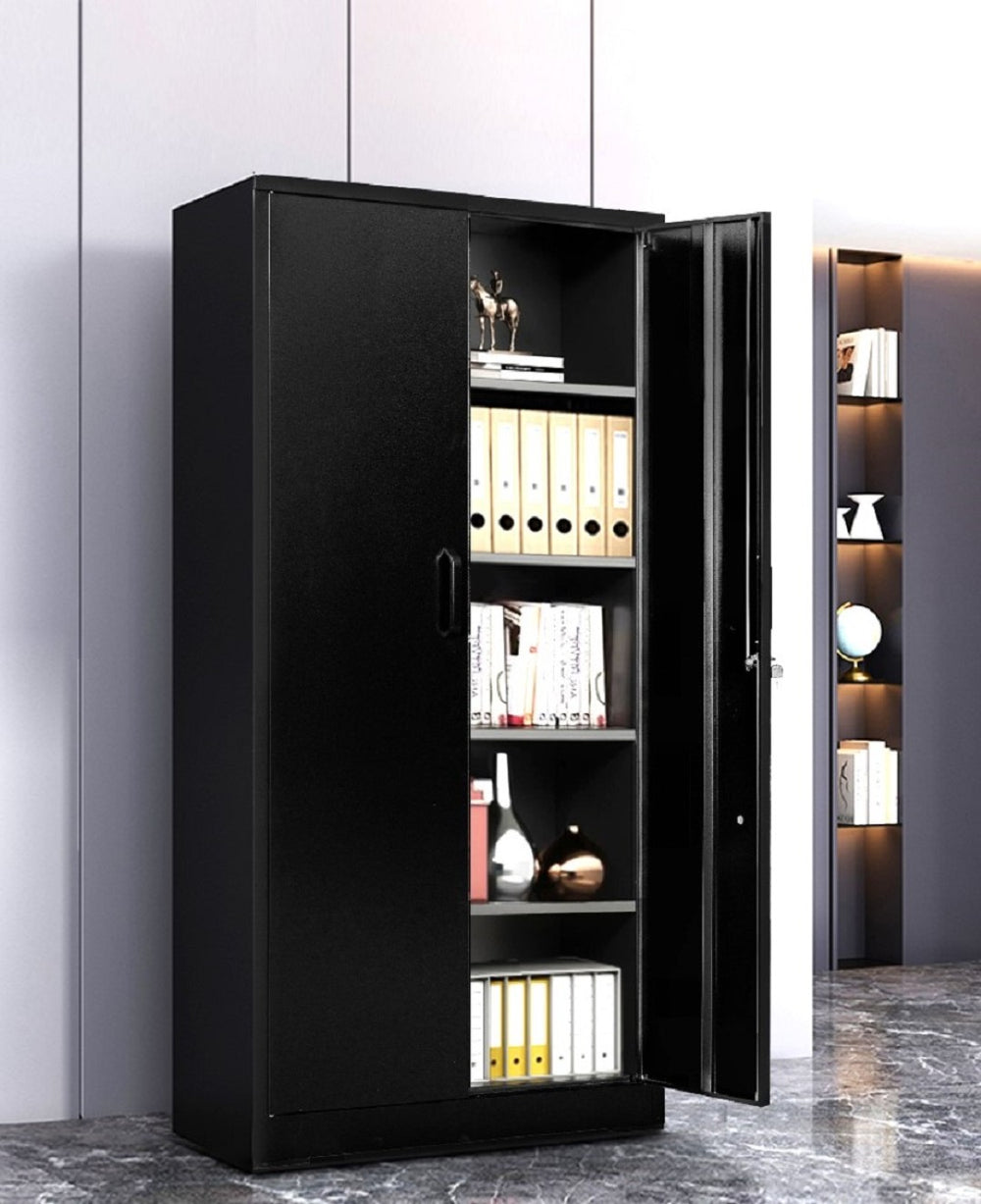English Elm Container Furniture Direct Ironclad Steel Locking Cabinet with Adjustable Shelves for Garage Black B2735P461944